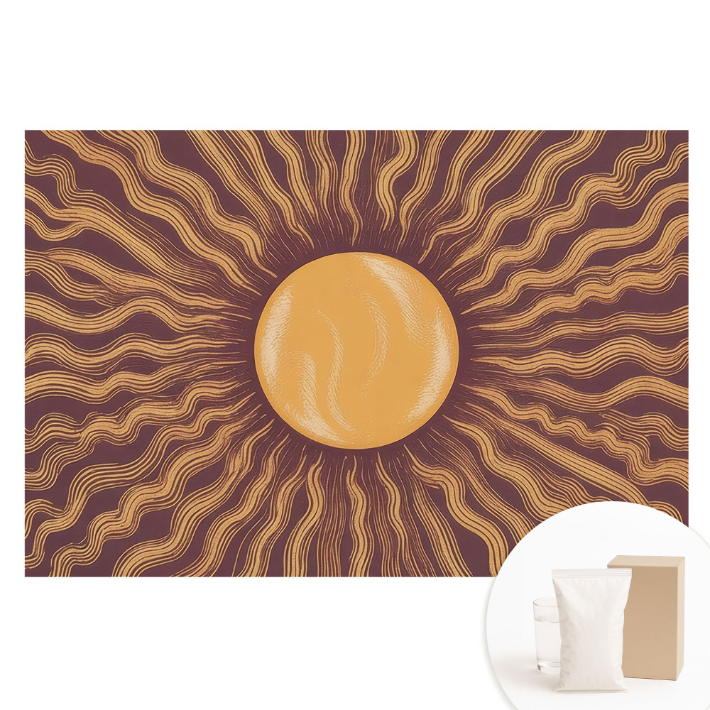 Papier peint photo sur tissu non tissé Une composition énergique de soleil et de vagues