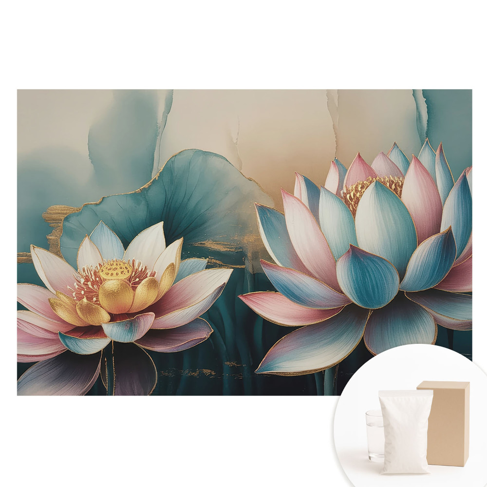 Papier peint photographique sur tissu non tissé Fleurs de lotus délicates dans un style abstrait