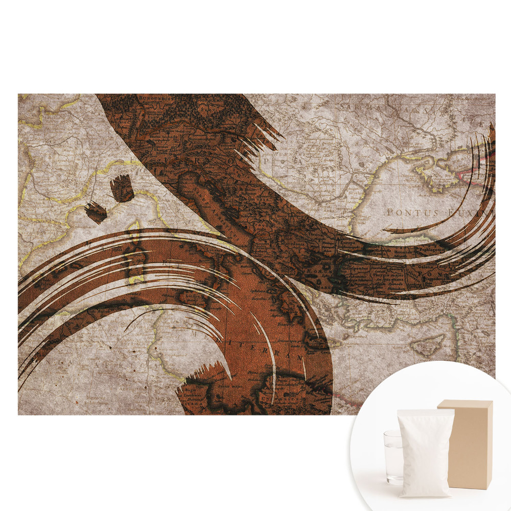 Papier peint photo grand format pour le mur Une vieille carte aux accents abstraits