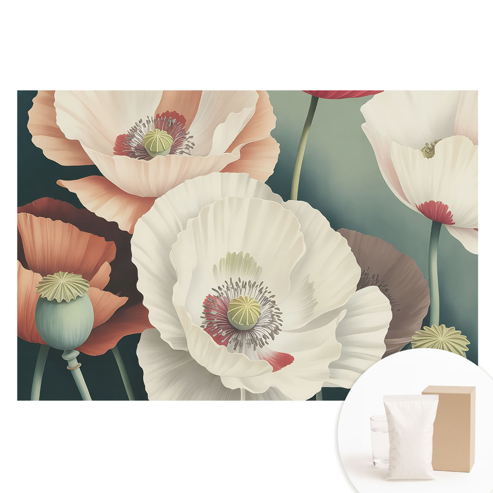 Papier peint photo sur tissu non tissé L'élégance subtile des coquelicots