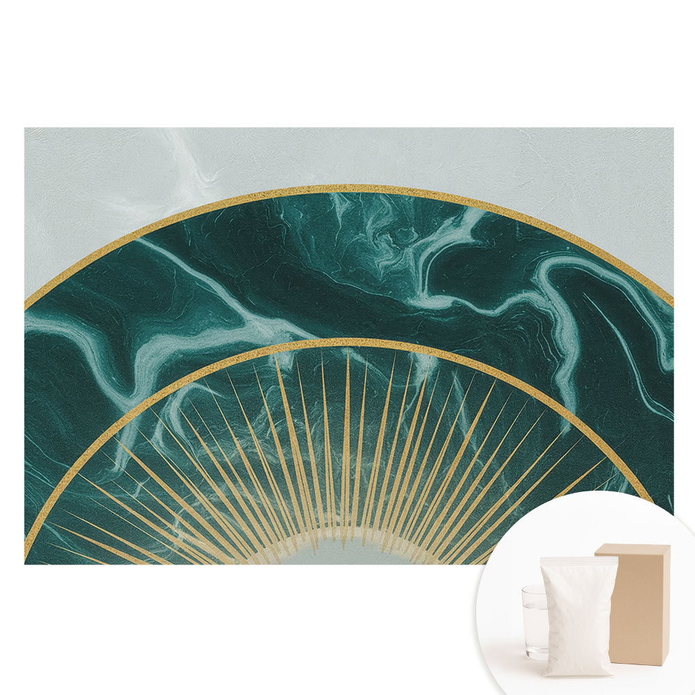 Papier peint photographique sur tissu non tissé Demi-cercle décoratif en marbre vert