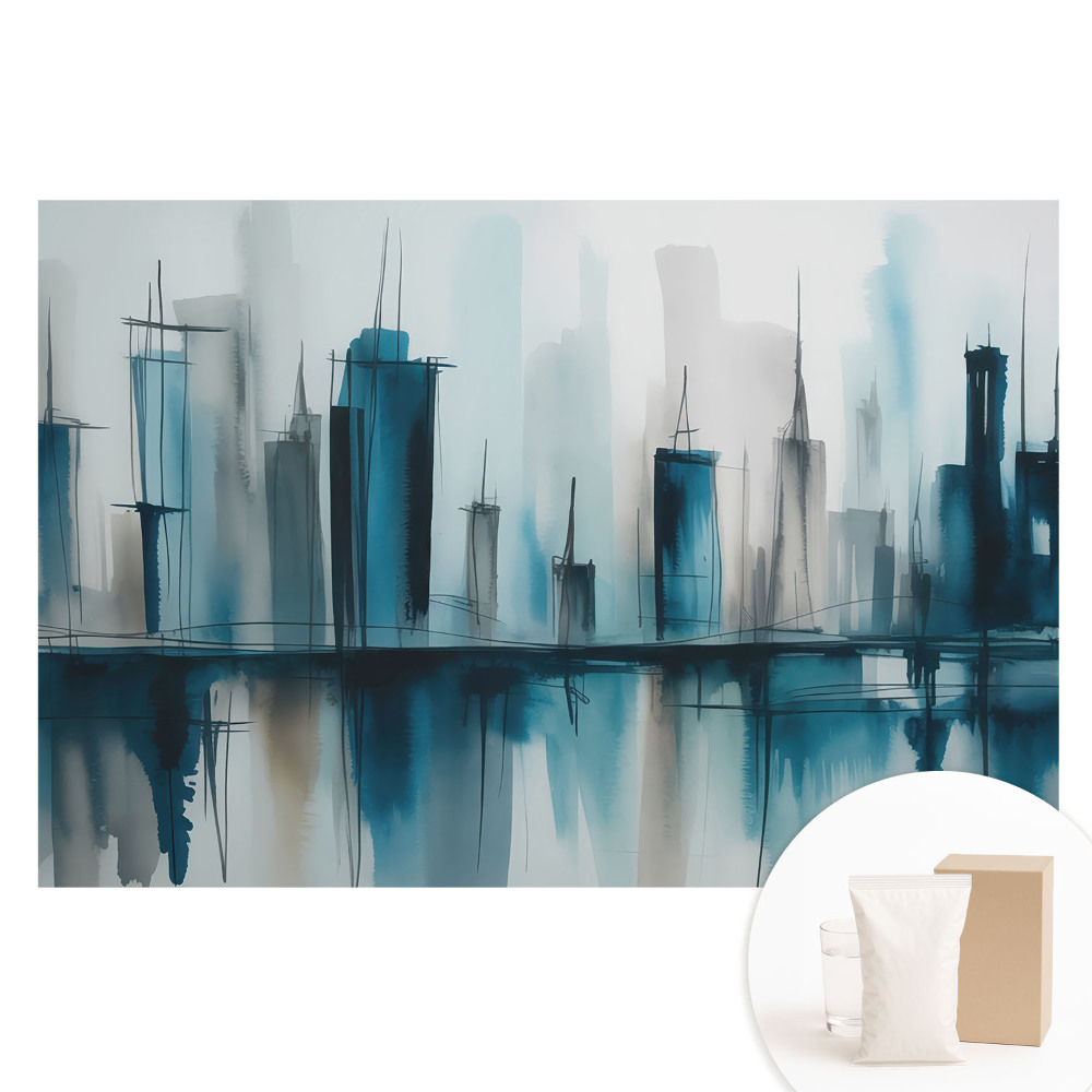 Papier peint photographique intissé Une ville à l'aquarelle, un accent moderne et calme