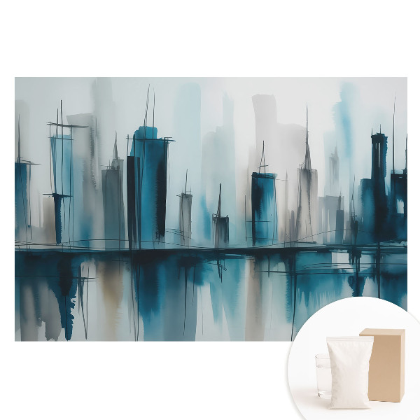 Papier peint photographique intissé Une ville à l'aquarelle, un accent moderne et calme