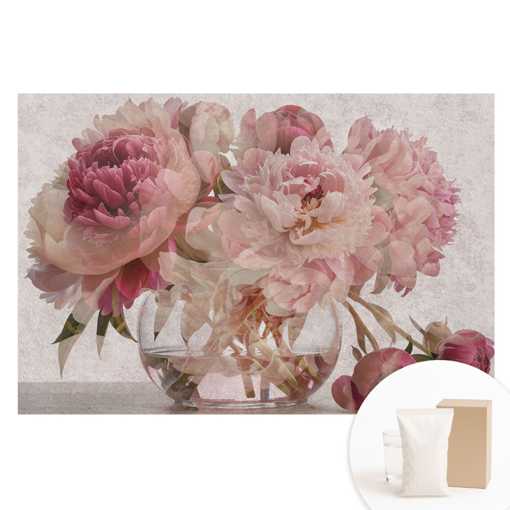 Papier peint intissé avec motif de bouquet de pivoines romantiques