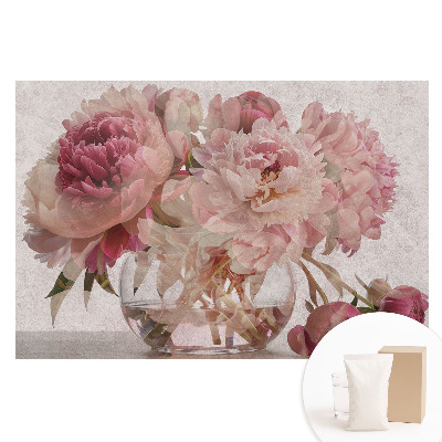 Papier peint intissé avec motif de bouquet de pivoines romantiques