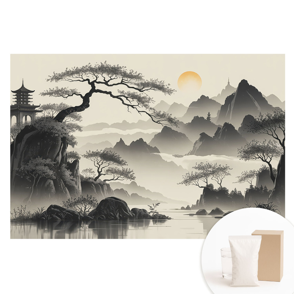Papier peint photo imprimé sur tissu non tissé Paysage oriental brumeux