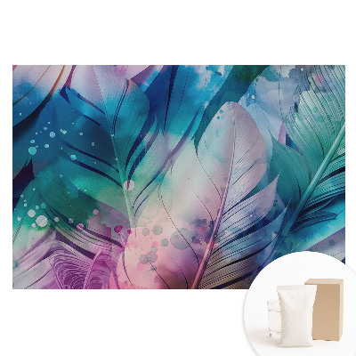 Papier peint panoramique intissé Plumes colorées au motif moderne et harmonieux