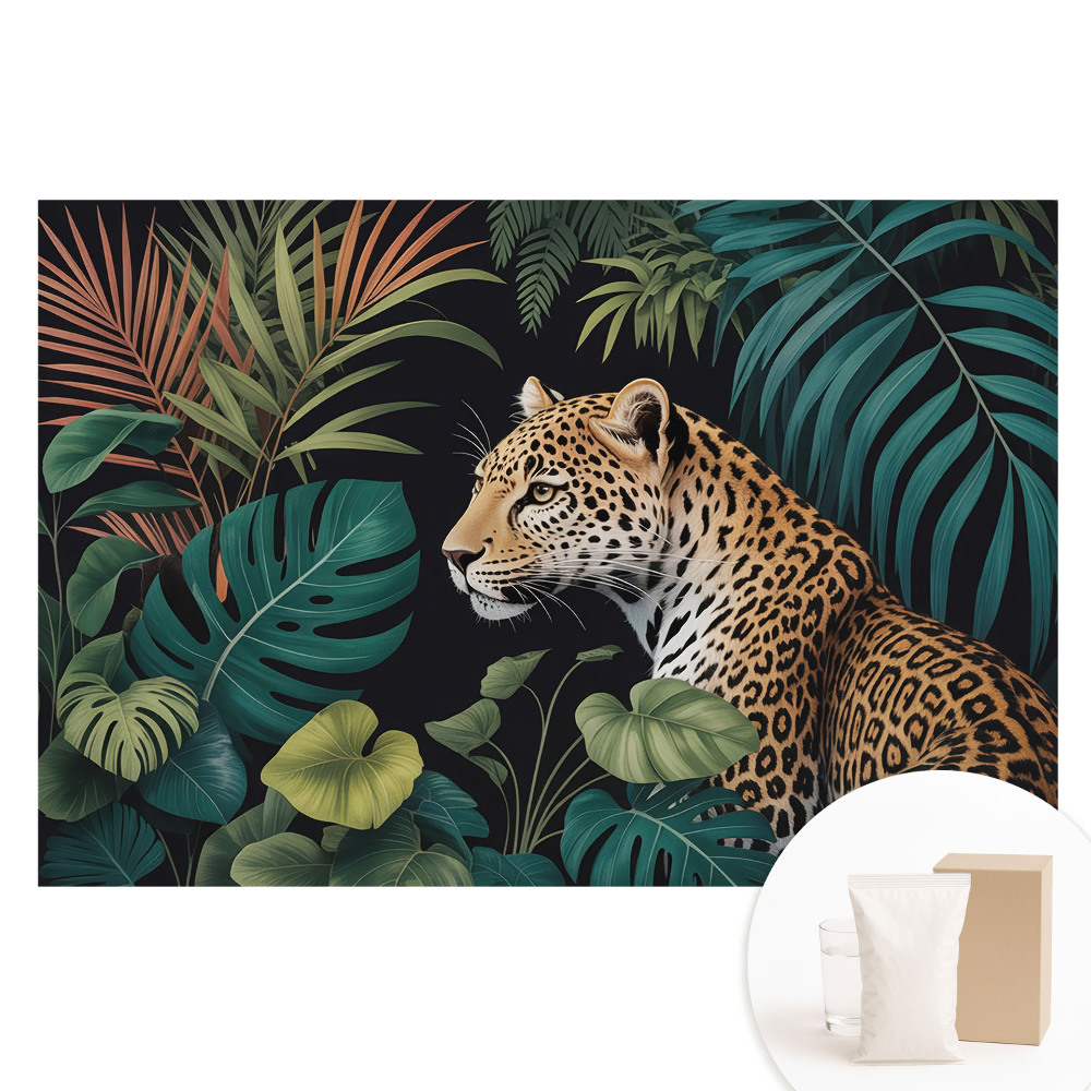 Papier peint photo imprimé sur tissu non tissé Léopard parmi les feuilles de la jungle