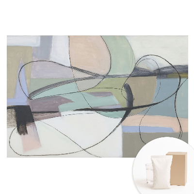 Papier peint intissé à motif abstrait de tons pastels et lignes complexes