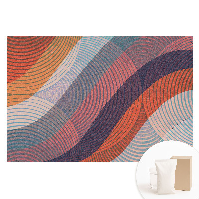 Papier peint photo sur tissu non tissé à motif de lignes ondulées abstraites colorées