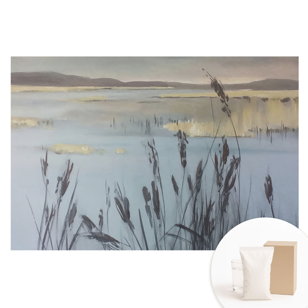 Papier peint intissé Lac bordé de roseaux avec espace réfléchissant