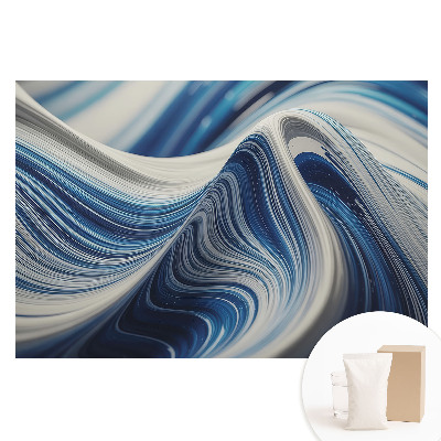 Papier peint panoramique intissé Motif vagues bleues abstraites