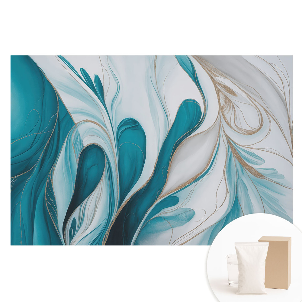 Papier peint intissé imprimé formes abstraites de liquide bleu