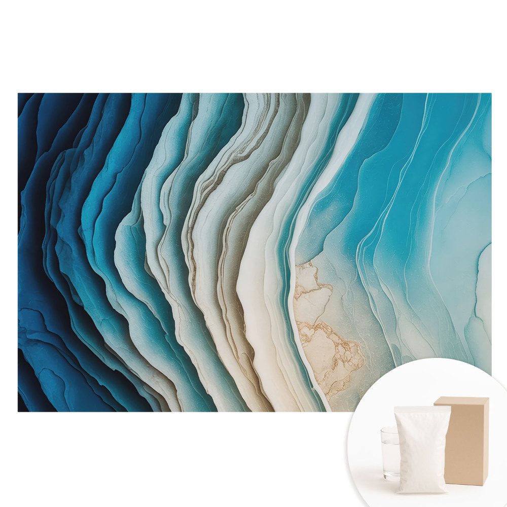 Papier peint intissé à motif de vagues abstraites dans des tons de bleu
