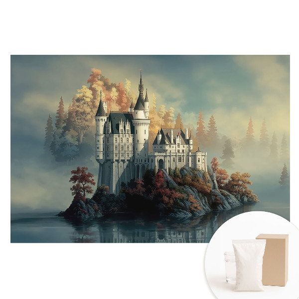 Papier peint photo imprimé sur tissu non tissé Château en automne se reflétant dans l'eau