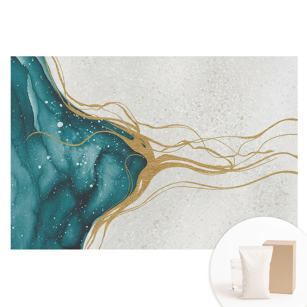 Papier peint photographique sur tissu non tissé Abstraction en turquoise et jaune