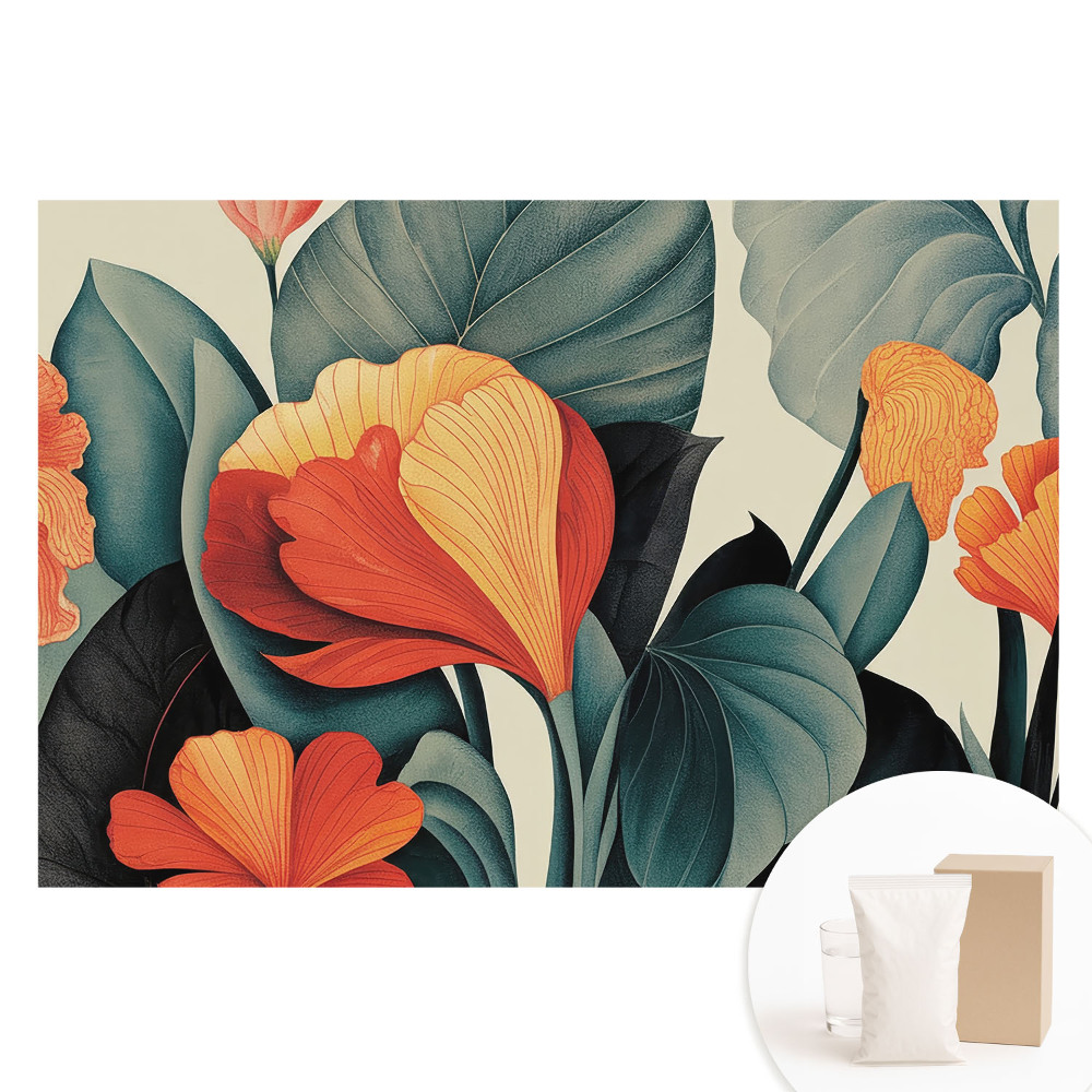 Papier peint photo sur tissu non tissé Motifs harmonieux de fleurs exotiques