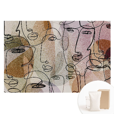 Papier peint intissé à motifs de visages abstraits style moderne