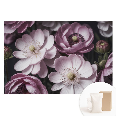 Papier peint photo sur tissu non tissé motif fleurs roses et blanches élégantes