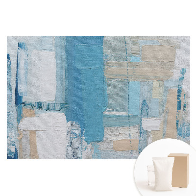 Papier peint photo grand format motif abstrait bleu et beige