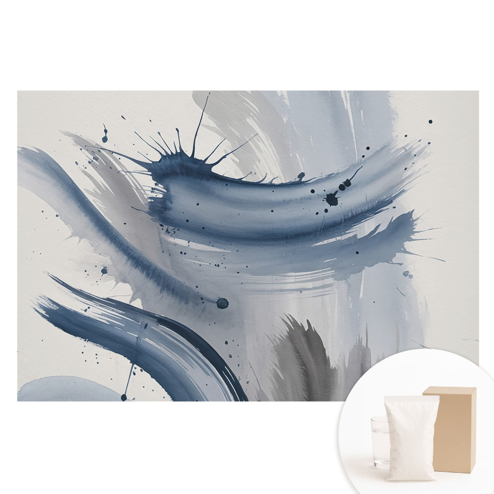 Papier peint photo sur tissu non tissé coups de pinceau abstraits bleus