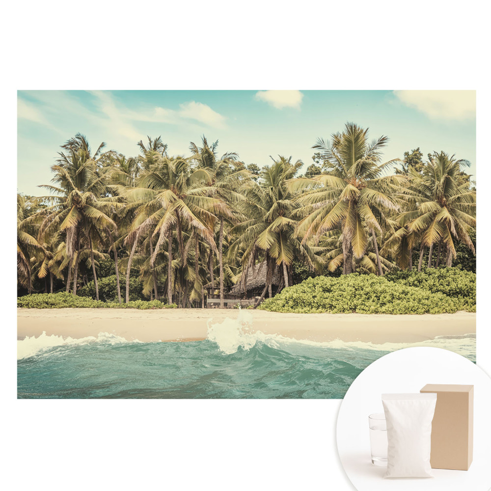 Papier peint photo imprimé sur tissu non tissé Un paradis tropical rempli de palmiers et de ciel bleu