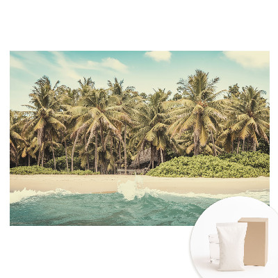 Papier peint photo imprimé sur tissu non tissé Un paradis tropical rempli de palmiers et de ciel bleu