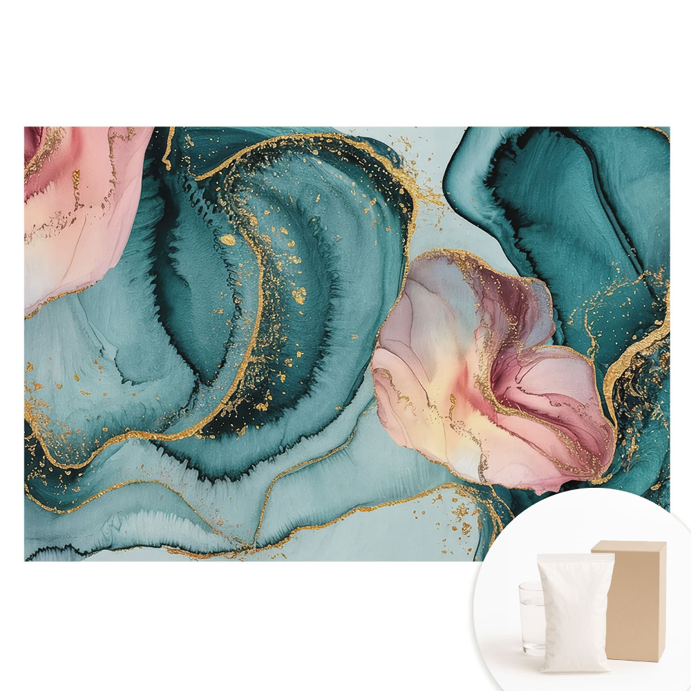 Papier peint panoramique Vagues abstraites vertes et roses