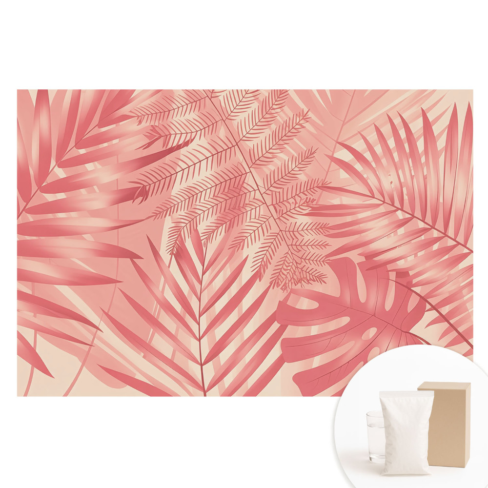 Papier peint photo sur tissu non tissé Harmonies roses de feuilles exotiques