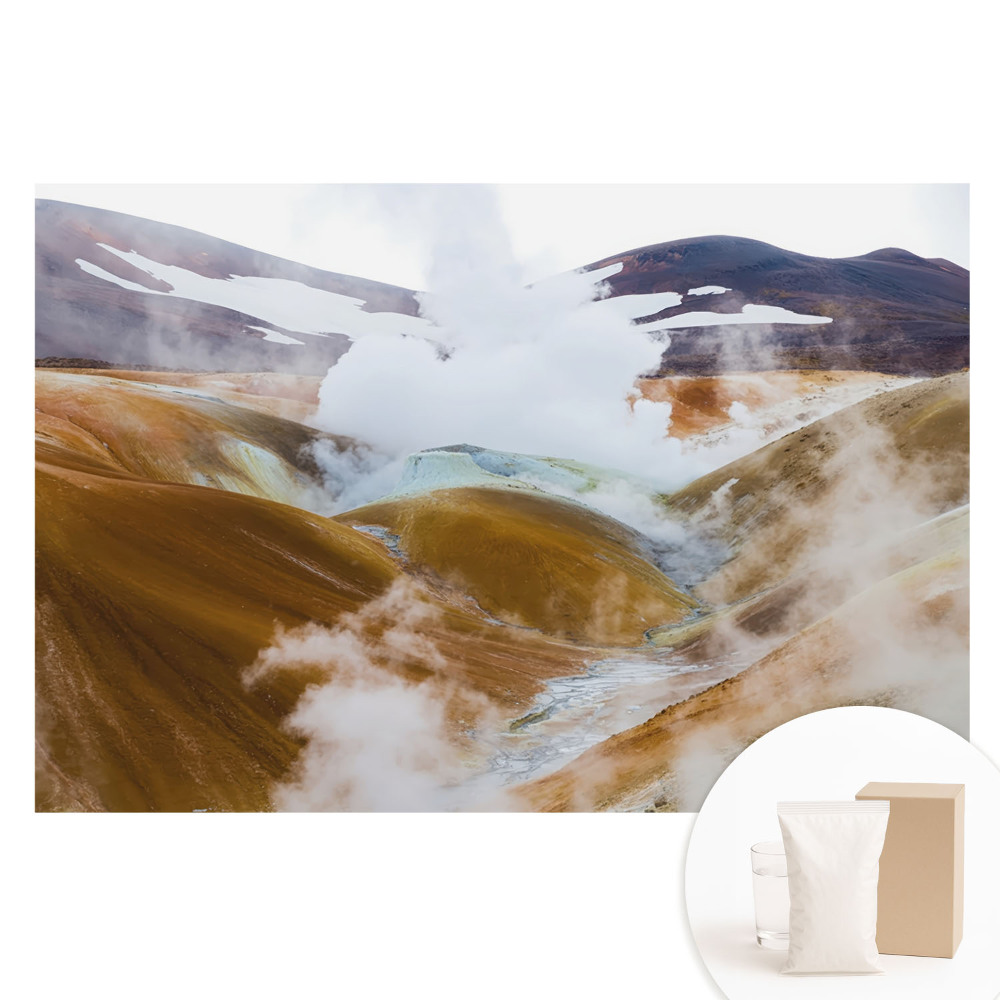 Papier peint photo grand format collines colorées et brume naturelle