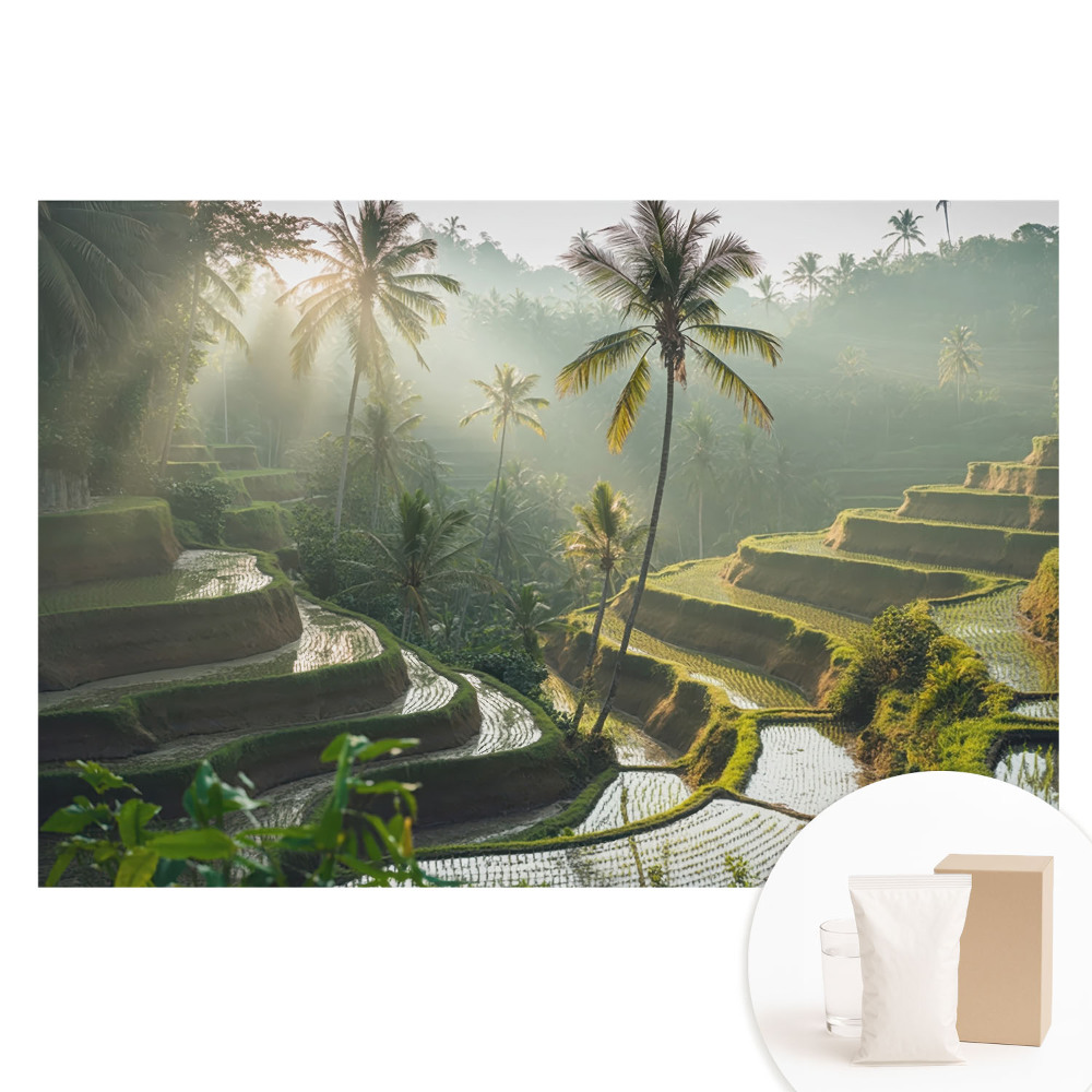 Papier peint photographique intissé Rizières exotiques en terrasses parmi les palmiers