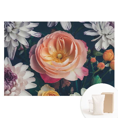 Papier peint panoramique intissé à motif de fleurs classiques