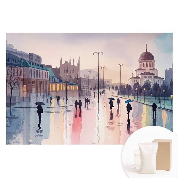 Papier peint photographique sur tissu non tissé Rue de la ville après la pluie