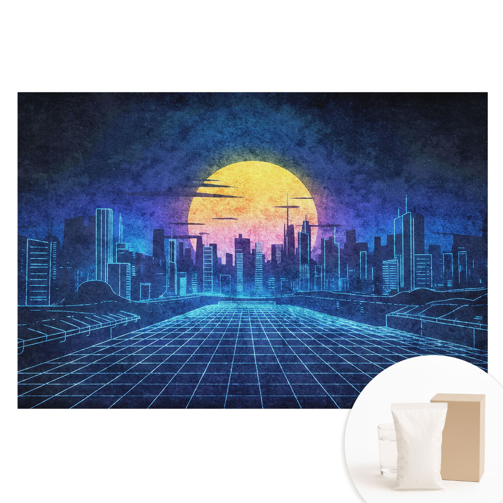 Papier peint intissé Coucher de soleil sur une ville futuriste