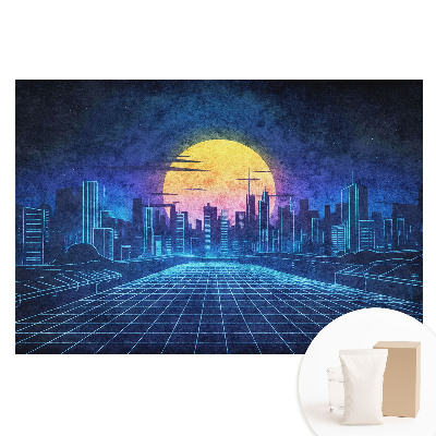 Papier peint intissé Coucher de soleil sur une ville futuriste