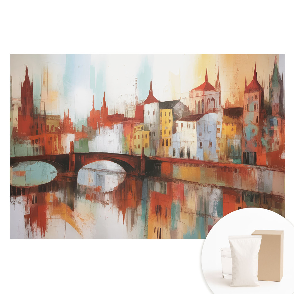 Papier peint photographique sur tissu non tissé Panorama coloré de la ville