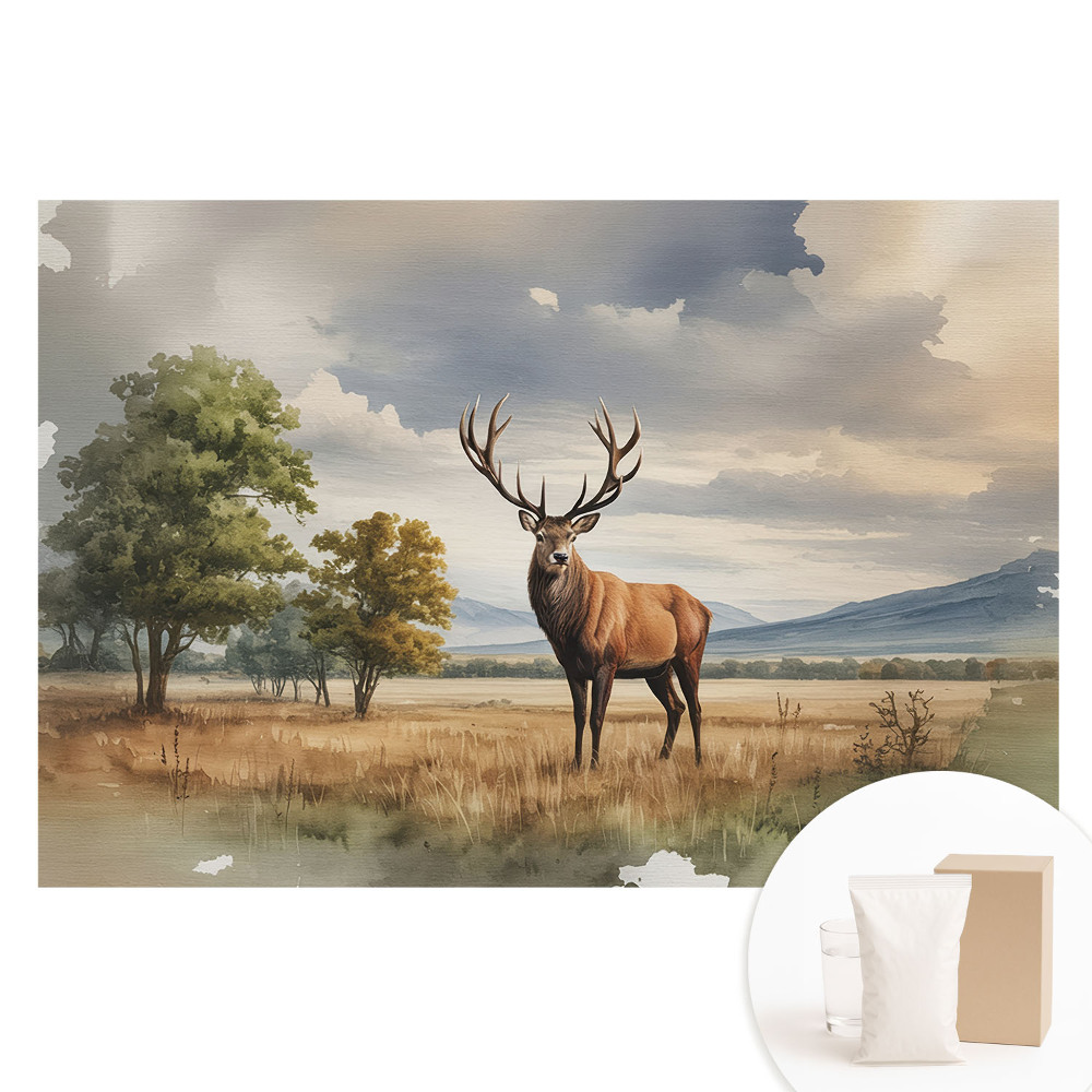 Papier peint photo grand format pour le mur Cerfs dans un paysage d'automne