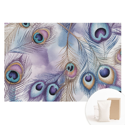 Papier peint photo grand format à motifs de plumes de paon abstraites pastel
