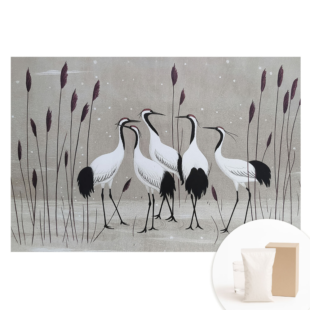 Papier peint photo imprimé sur tissu non tissé Des grues parmi les roseaux