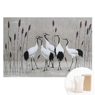 Papier peint photo imprimé sur tissu non tissé Des grues parmi les roseaux