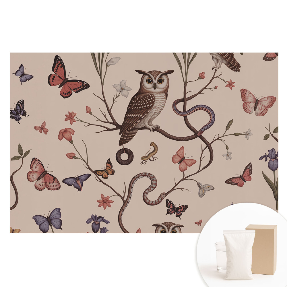 Papier peint intissé imprimé Un paradis naturel de papillons et de fleurs