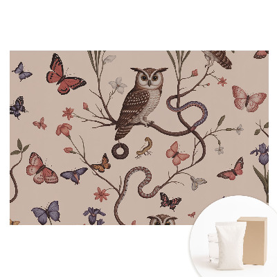 Papier peint intissé imprimé motif fleurs et papillons