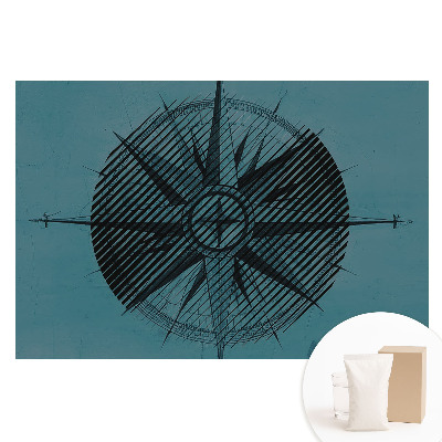 Papier peint photo sur tissu non tissé boussole abstraite sur fond bleu