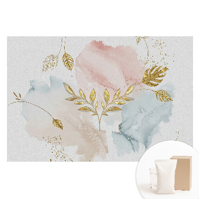Papier peint intissé à motif de feuilles délicates pastel