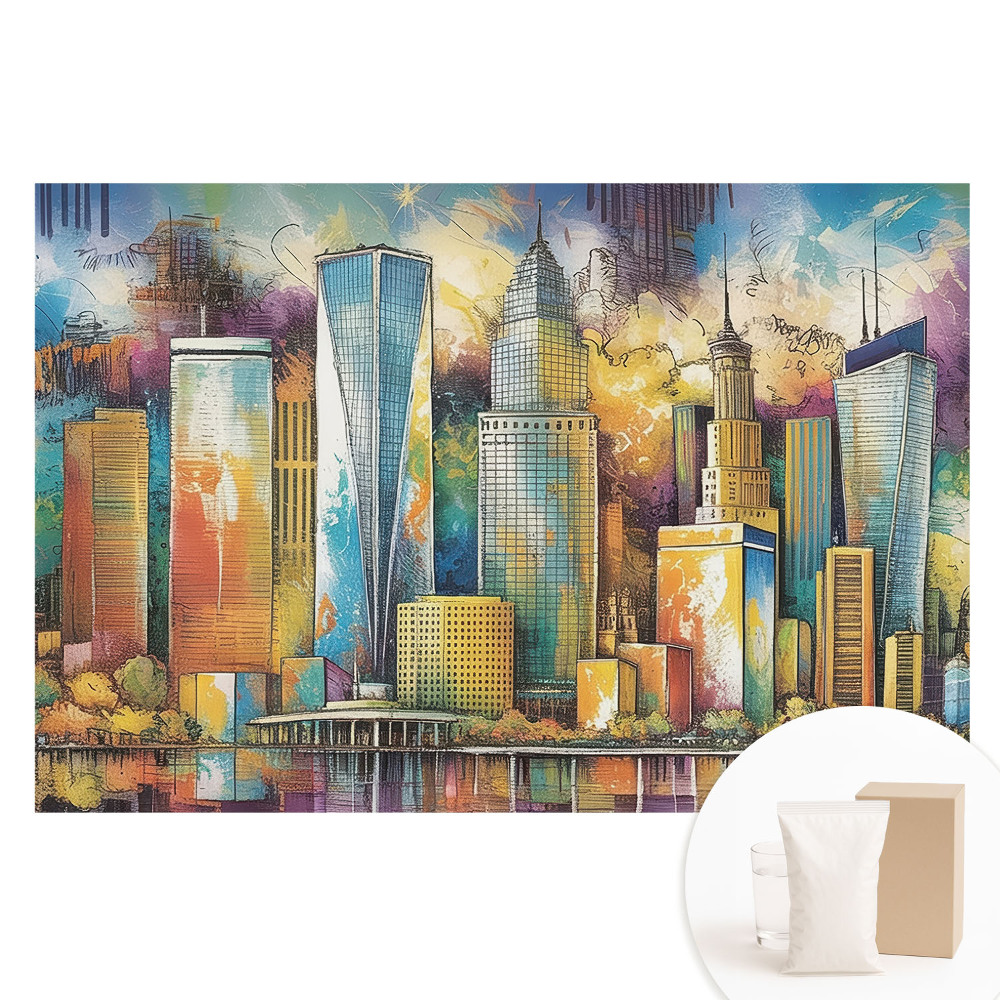 Papier peint photo grand format pour le mur Les gratte-ciel colorés de la ville de l'énergie