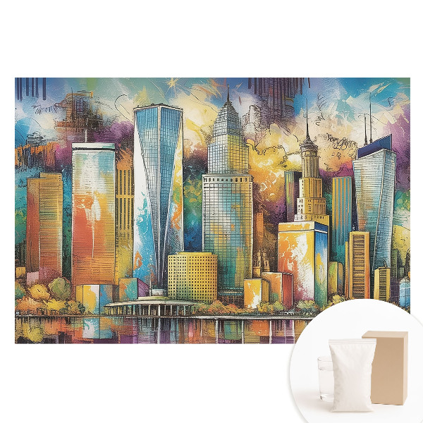Papier peint photo grand format pour le mur Les gratte-ciel colorés de la ville de l'énergie