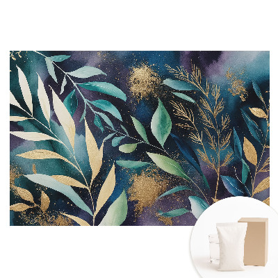 Papier peint photo imprimé sur tissu non tissé Feuilles botaniques sur fond sombre