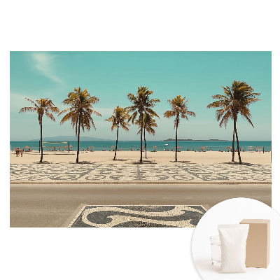 Papier peint photo grand format pour le mur Plage tropicale, palmiers, océan