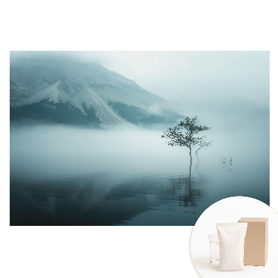 Papier peint photo imprimé sur tissu non tissé Un arbre solitaire dans le brouillard matinal