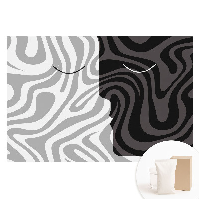 Papier peint intissé panoramique motif visage abstrait contrasté